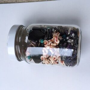 Jewely Jar. Jar of Mixed Jewelry and Accessories. Smoke Free Pet Friendly Home.